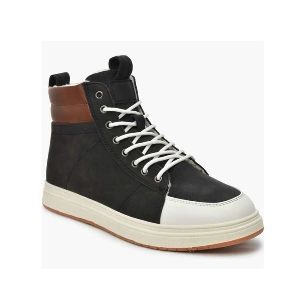 NWT Tahari Gorgeous Sz 11 Black Tan Faux Sherpa Lined High Top Men Sneaker Shoes